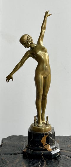 F. Ouillon-Carrère (s. XIX:XX) : "Danseuse aux lances", Escultura de bronce 1919