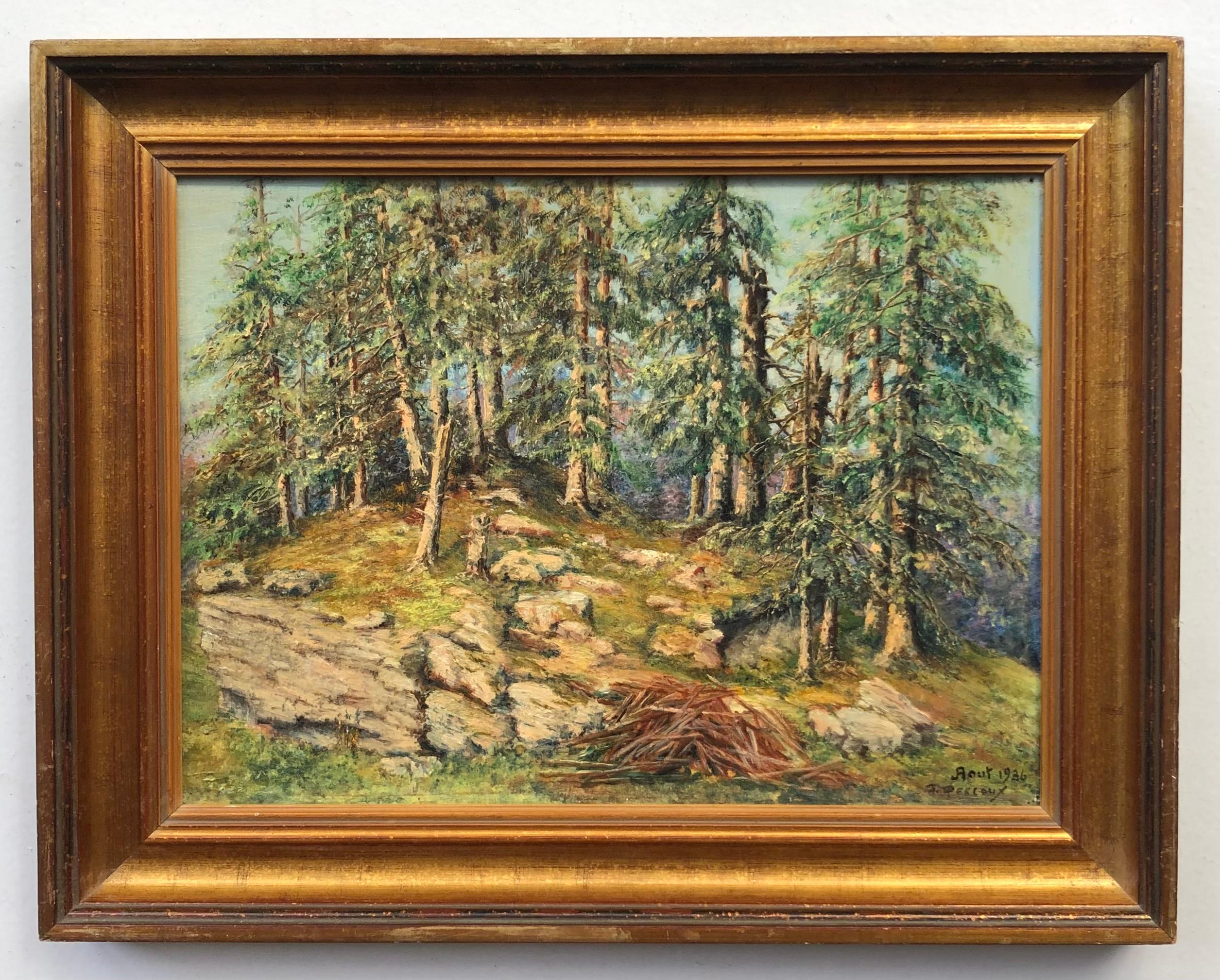 Kleines Holz – Painting von F. Perloux