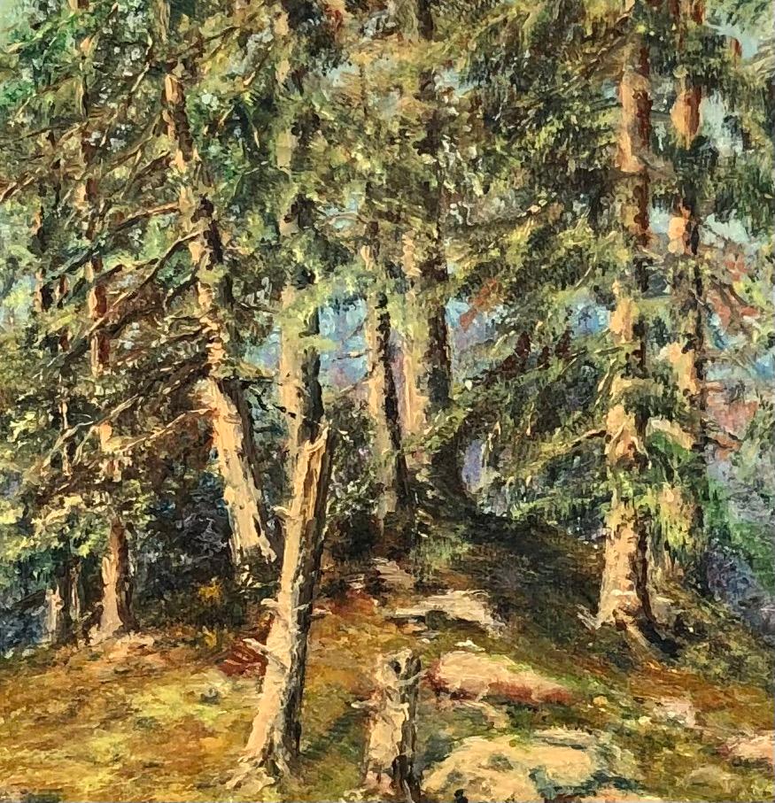 Little wood - Brown Landscape Painting by F. Perloux
