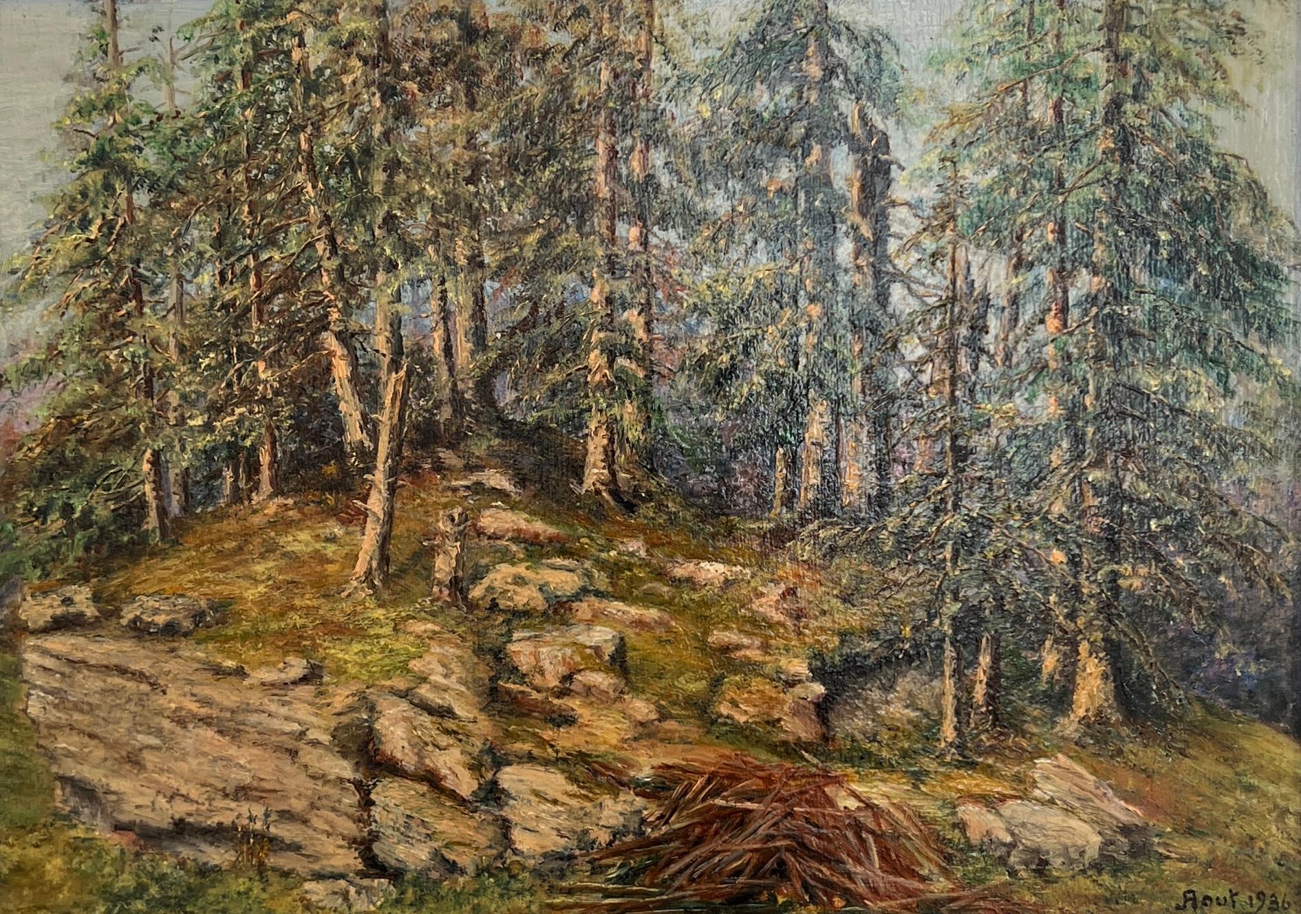 Landscape Painting di F. Perloux - Il sentiero del Wood