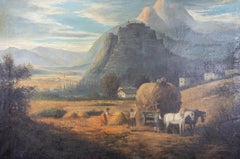 Vintage F. Pilaros - Early 20th Century Oil, Hay Harvest In The Hills