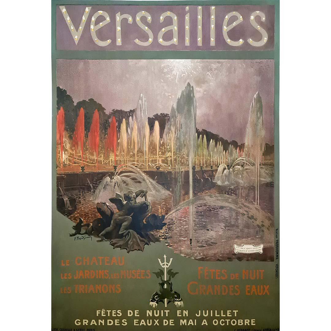 Circa 1920 original poster  - Versailles fêtes de nuit - Print by F. Prodhomme