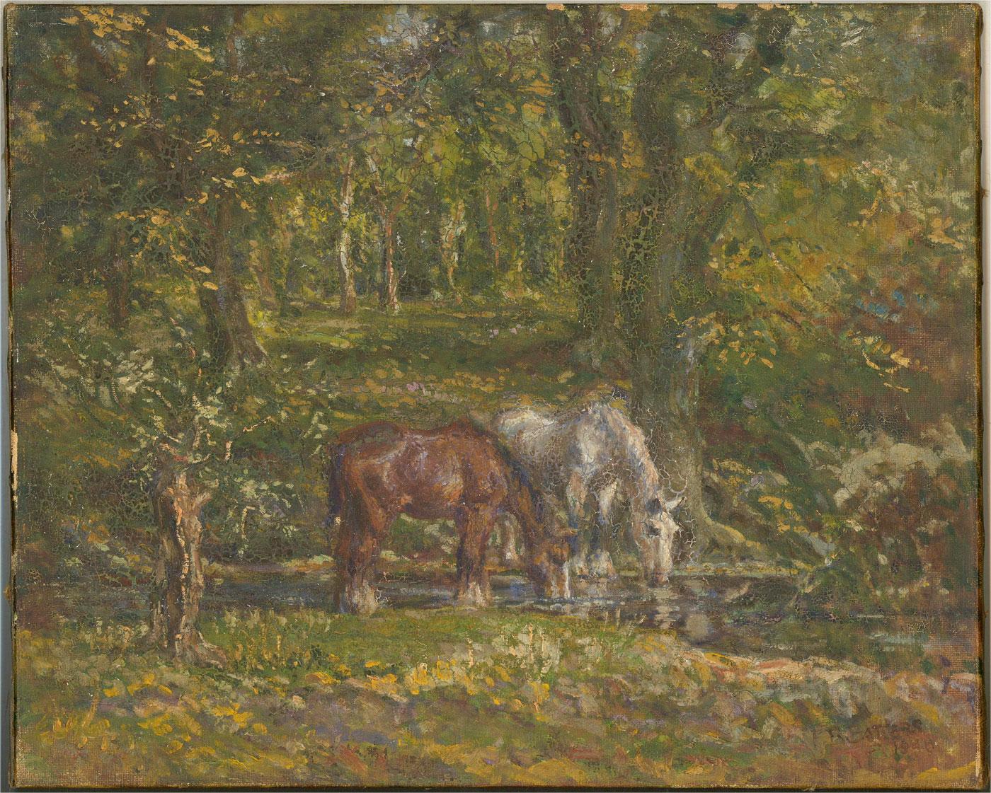 F. R. Batters - 1940 Oil, Resting New Forest Ponies For Sale 2