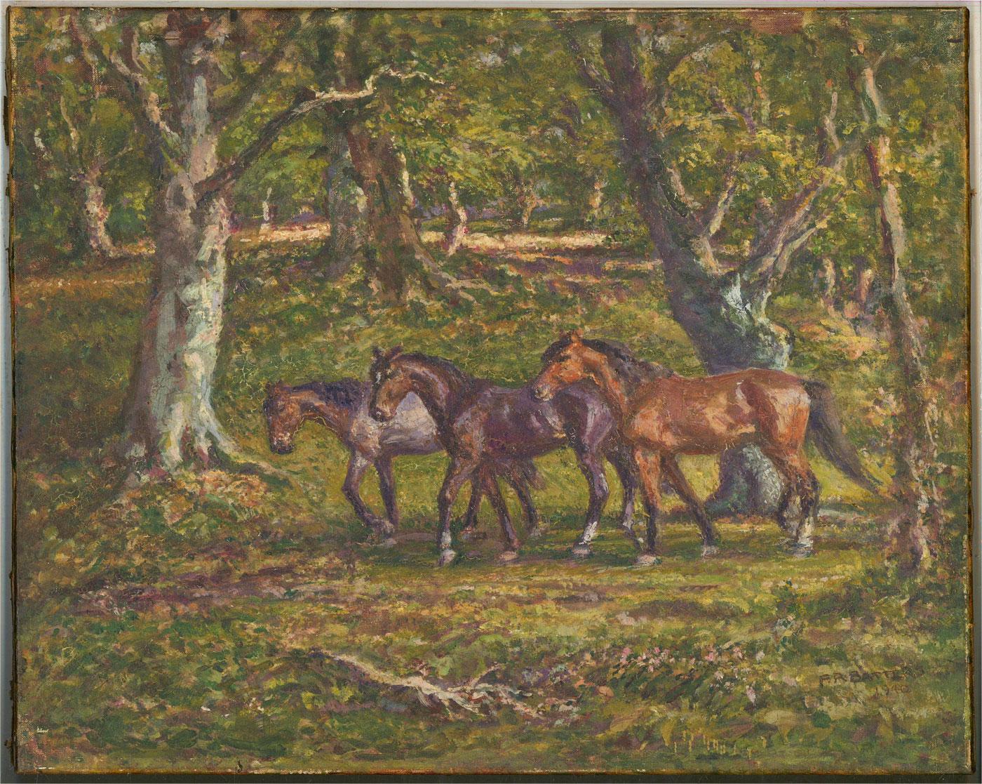 F. R. Batters – Öl, Trio der New Forest Ponies, 1940 im Angebot 1