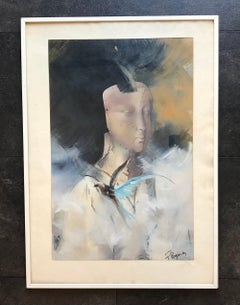 The bird in flight by F. Regamey - Watercolor