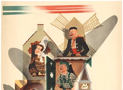Cartel original de época de la compañía aérea "Ali Flotte Riunite, Servicios Aéreos Italianos".