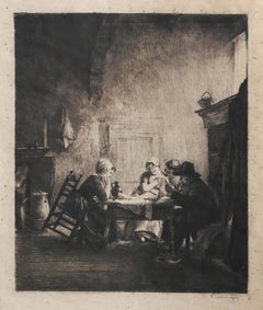 Escena de sobremesa, aguafuerte flamenco de F Schweitzer