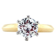 F/SI 1.20 Carat Solitaire Natural Diamond Ring, 14K White & Yellow Gold
