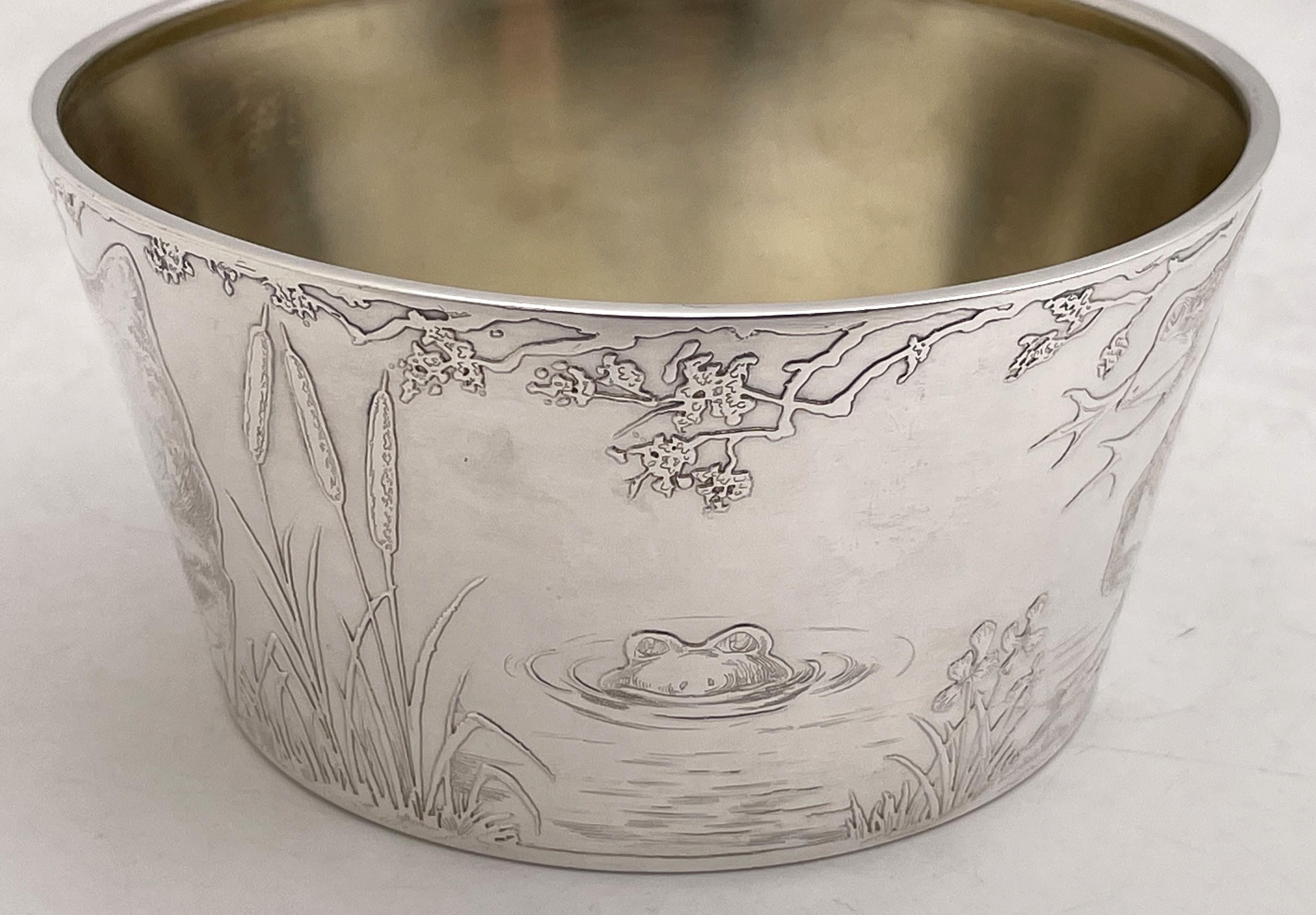 F. Smith Sterling Silver Child Bowl & Underplate with Embossed Animal Motifs For Sale 5