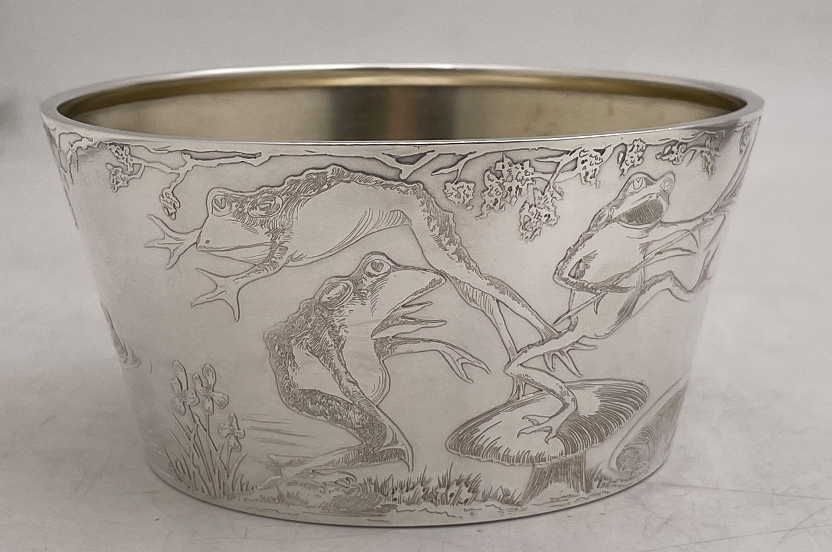 F. Smith Sterling Silver Child Bowl & Underplate with Embossed Animal Motifs For Sale 2