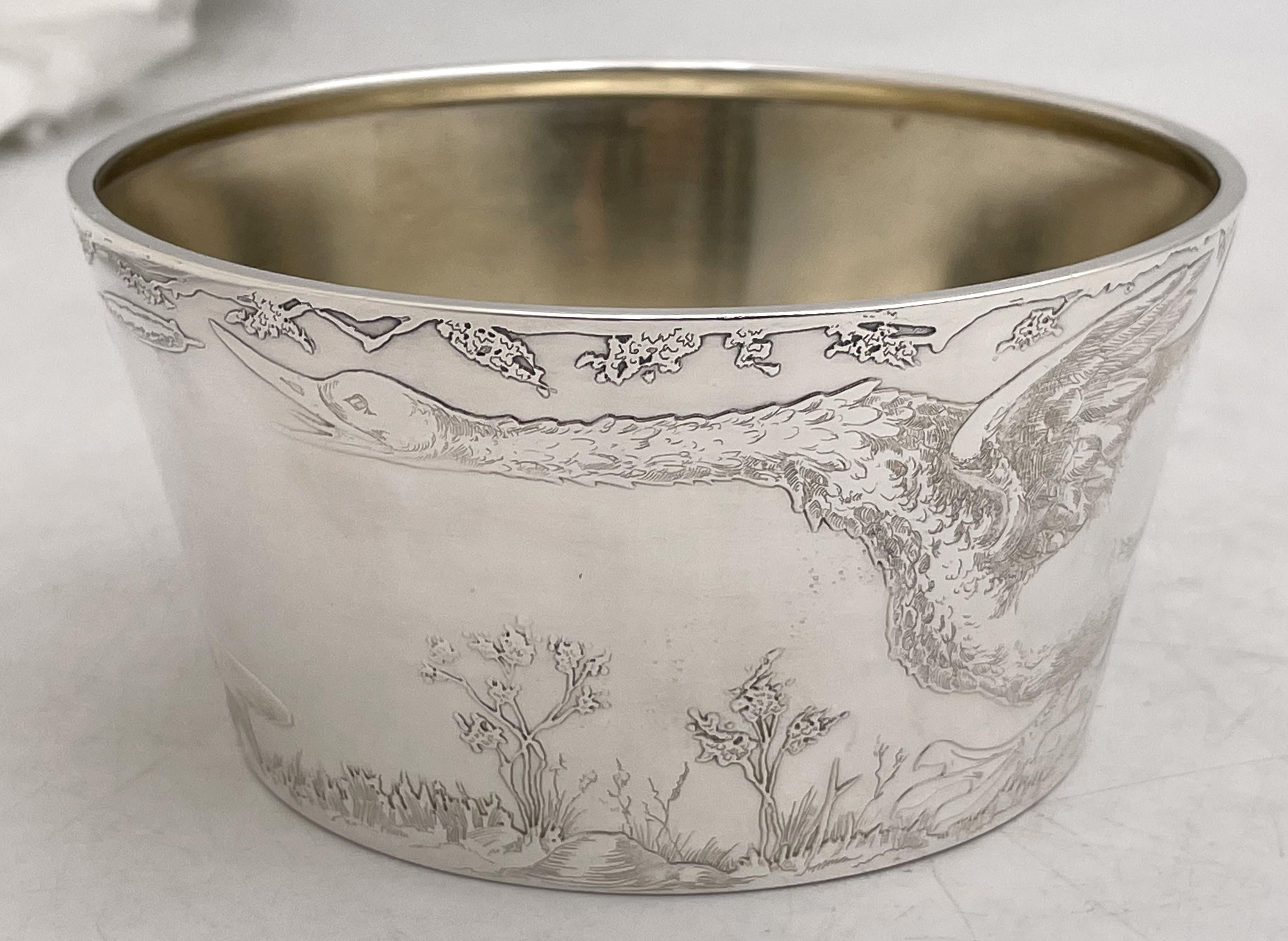 F. Smith Sterling Silver Child Bowl & Underplate with Embossed Animal Motifs For Sale 3