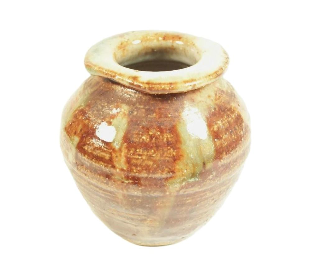 Canadese F. SOTA - Vaso d'epoca dello Studio Pottery canadese - Smalto a goccia - Firmato - C.C. 1975 in vendita