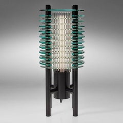 Black and Clear Glass & Aluminum Tabletop Lamp