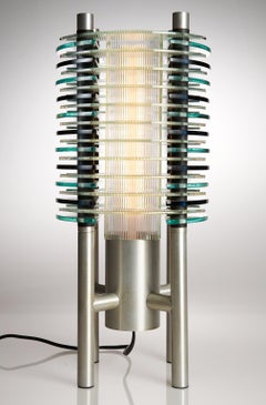 Unique Glass & Aluminum Contemporary Style Tabletop Lamp