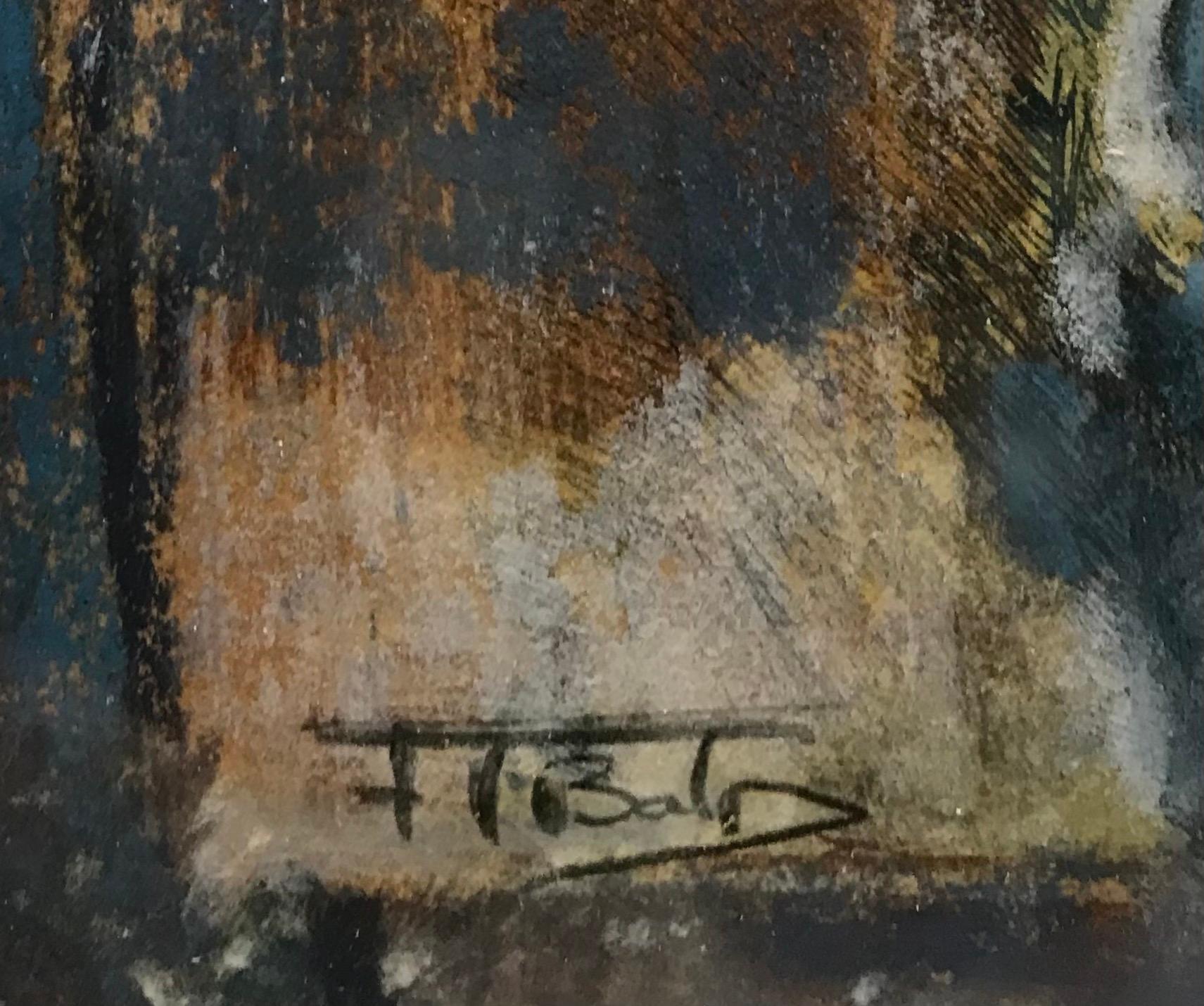 Abstrakte Komposition von F.T Bald - Aquarell 24x37 cm (Grau), Abstract Painting, von F. T. Bald