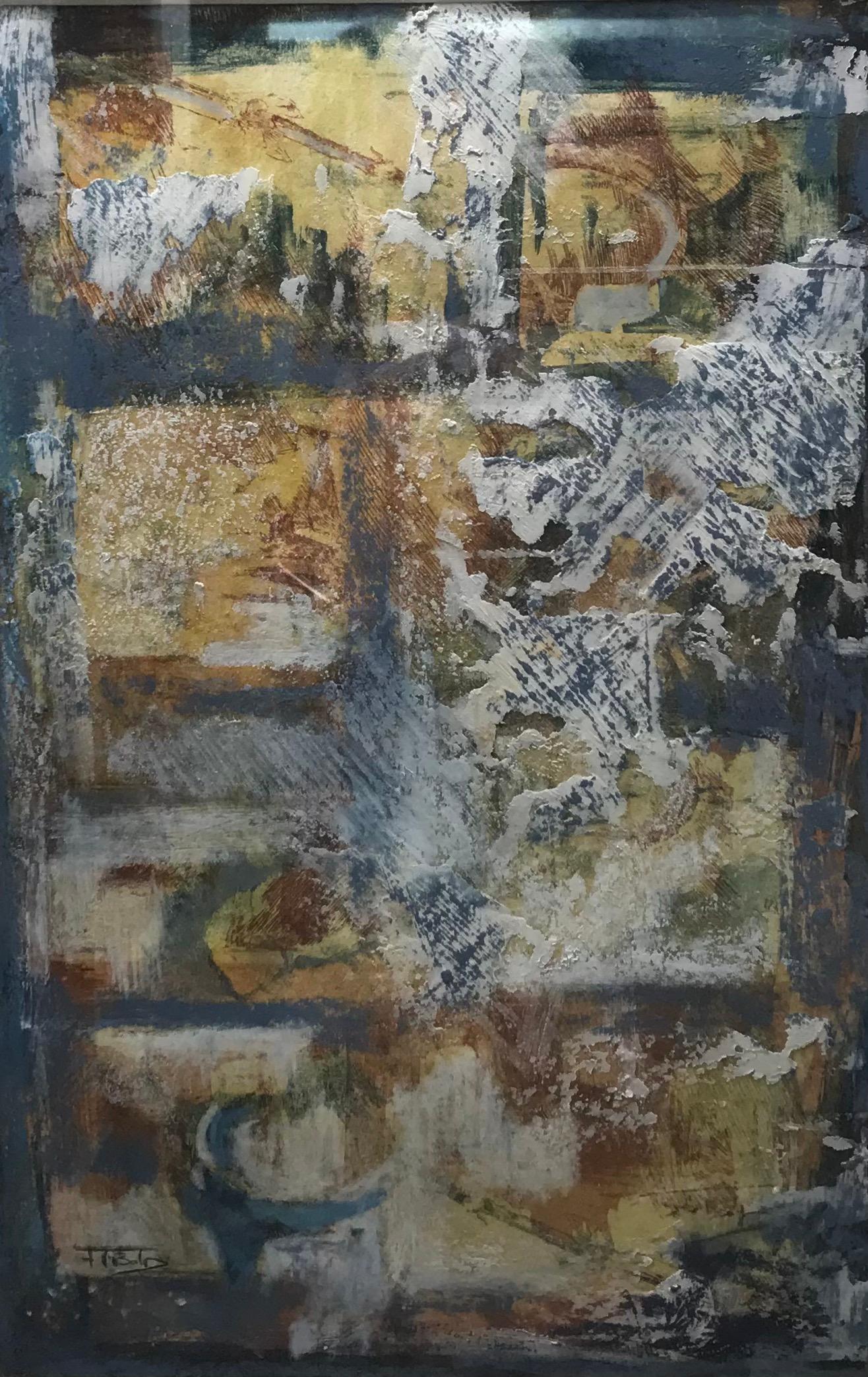 F. T. Bald Abstract Painting – Abstrakte Komposition von F.T Bald - Aquarell 24x37 cm