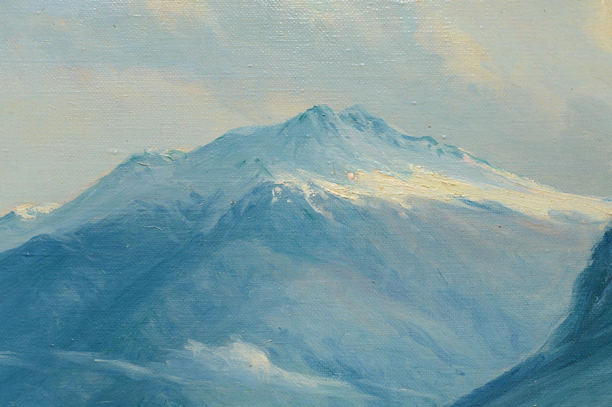 20th Century F. Vial Painting of Andes Mountains Landscape Chile