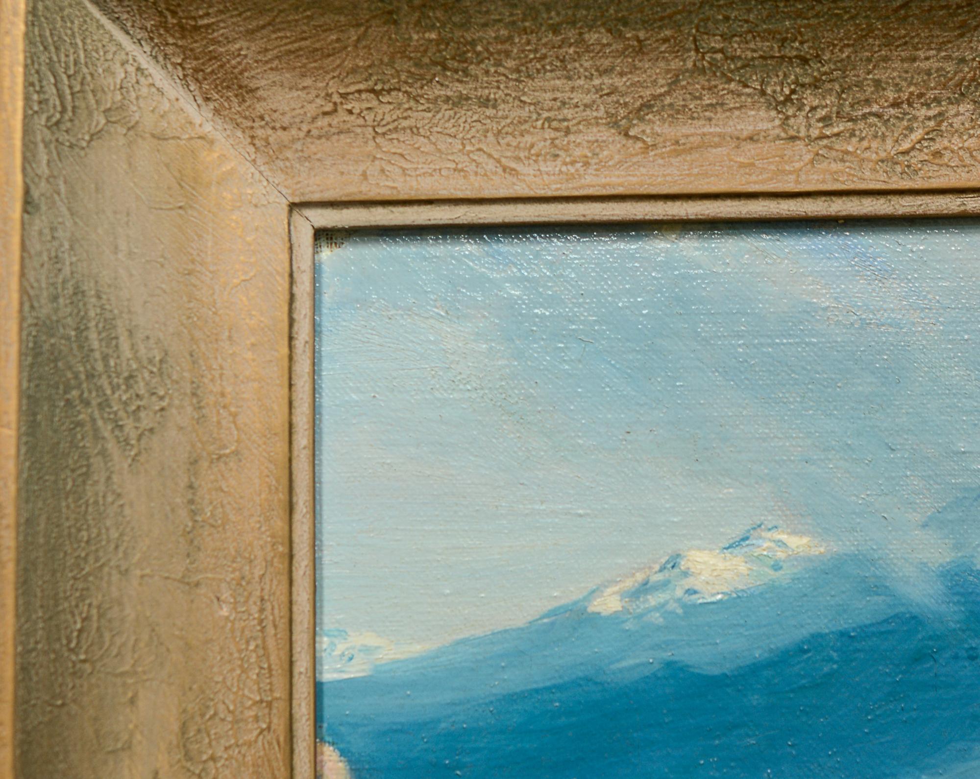 F. Vial Painting of Chile Landscape with the Andes Mountains In Good Condition In San Mateo, CA
