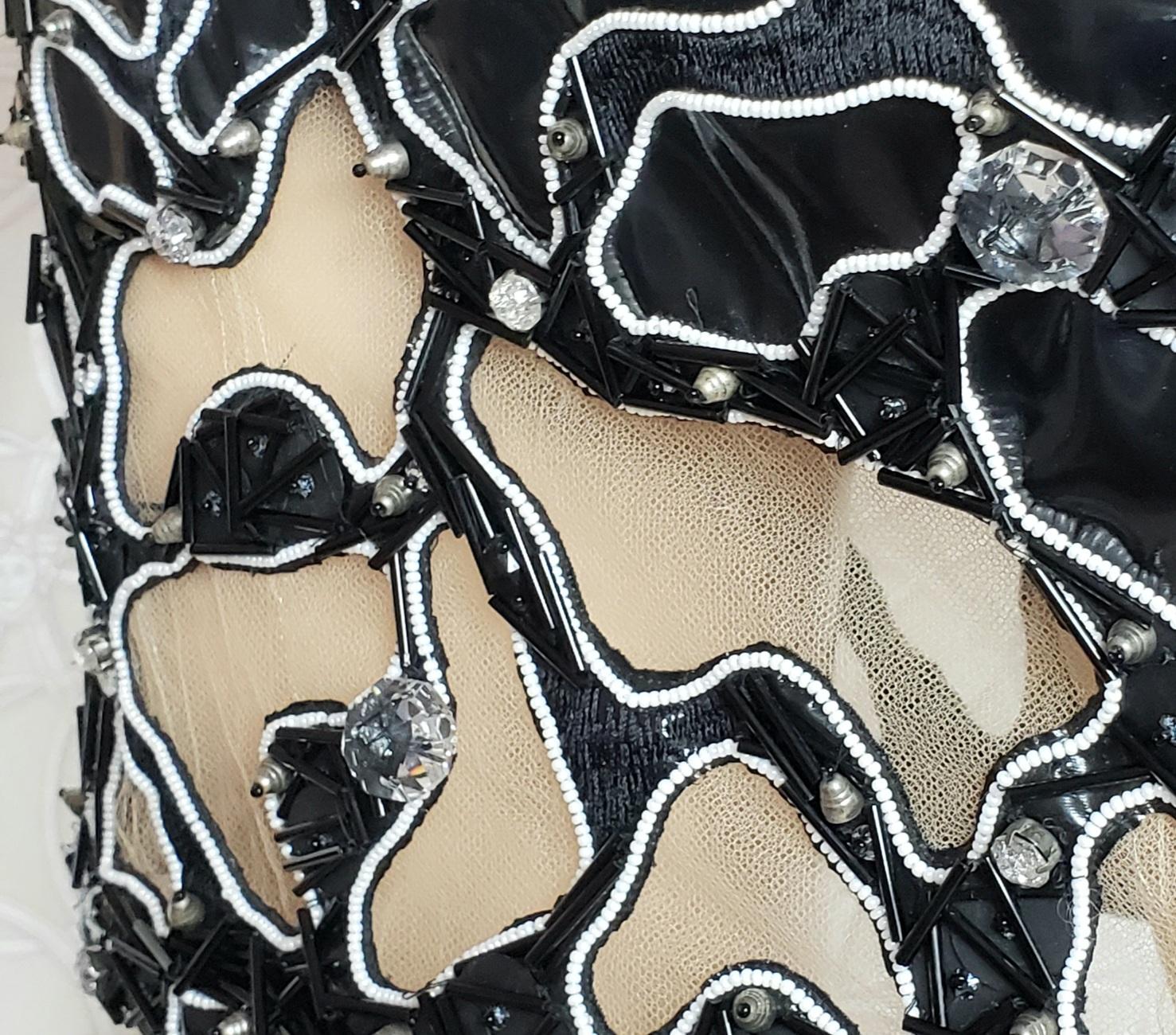 F/W 13 L#46 VERSACE ATELIER BLACK EMBELLISHED TULLE and PATENT LEATHER DRESS 7
