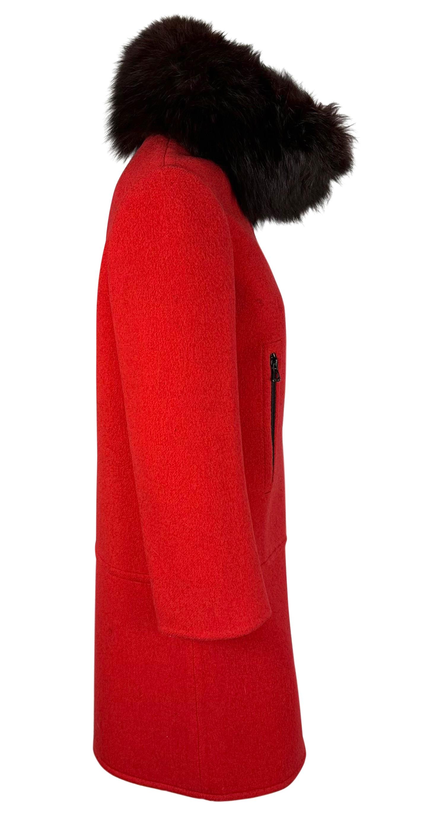 De las mujeres F/W 1969 Christian Dior Haute Couture Chaqueta roja de lana con cuello de piel en venta
