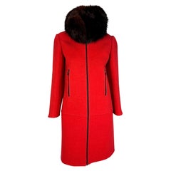 F/W 1969 Christian Dior Haute Couture Red Wool Fur Collar Jacket 