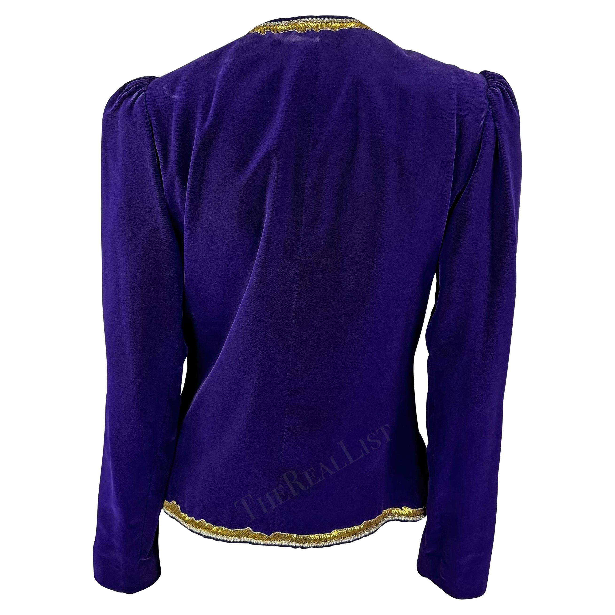 F/W 1978 Yves Saint Laurent Haute Couture Purple Lesage Embroidery Floral Jacket For Sale 9
