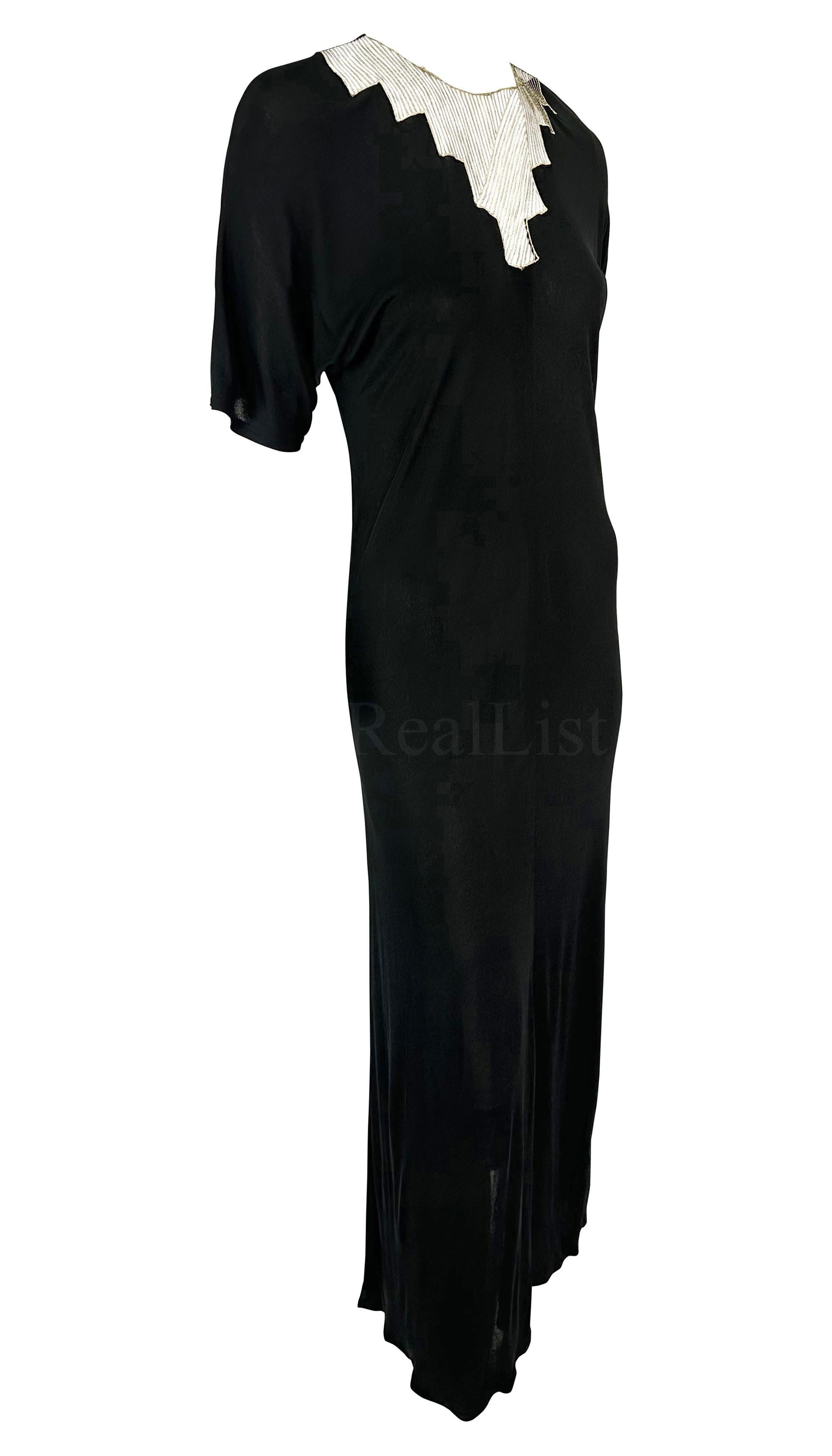 F/W 1979 Chloé by Karl Lagerfeld Runway Robe noire à broderies géométriques en vente 4