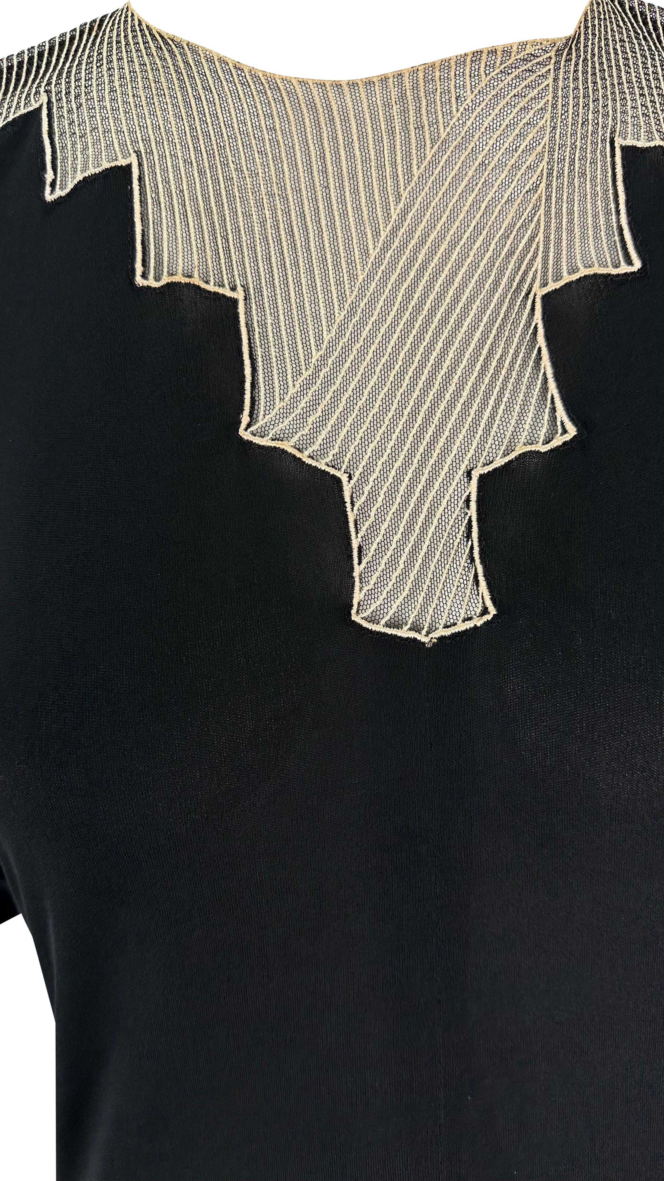Women's F/W 1979 Chloé by Karl Lagerfeld Runway Black Geometric Embroidery Gown For Sale