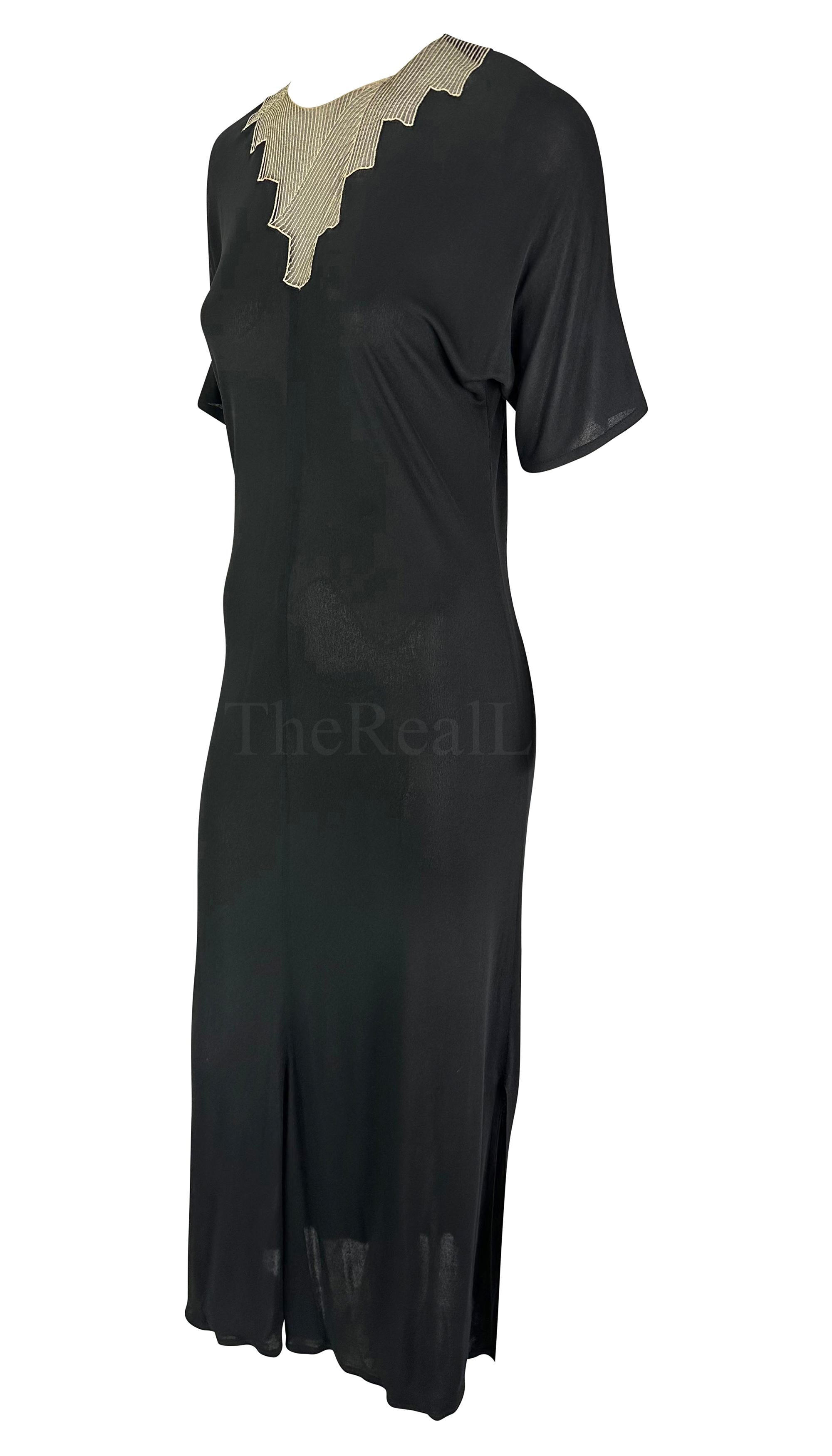 F/W 1979 Chloé by Karl Lagerfeld Runway Black Geometric Embroidery Gown For Sale 1