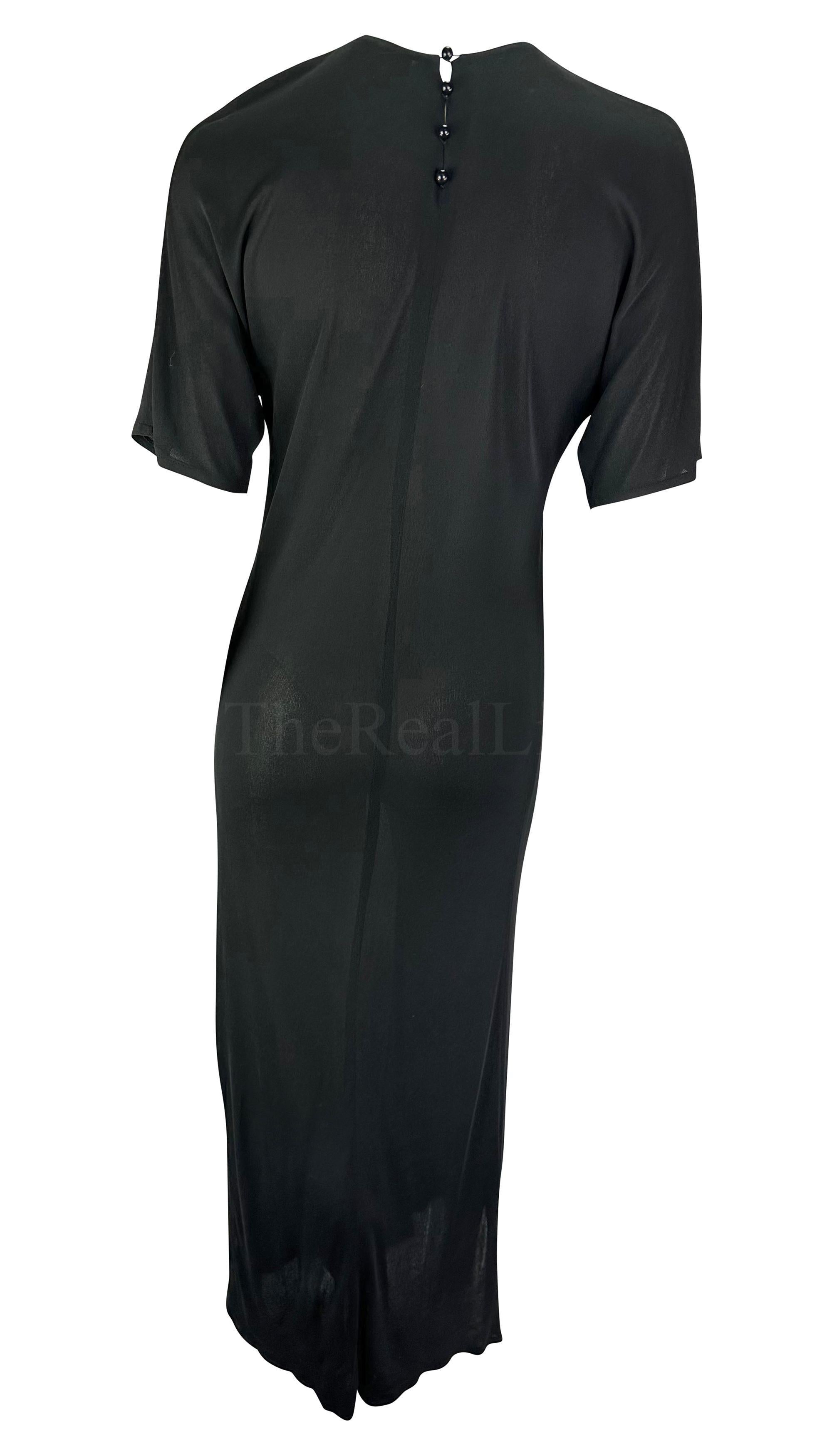 F/W 1979 Chloé by Karl Lagerfeld Runway Robe noire à broderies géométriques en vente 2