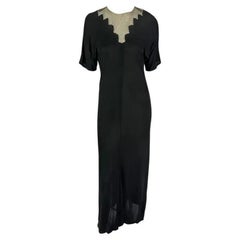 F/W 1979 Chloé by Karl Lagerfeld Runway Black Geometric Embroidery Gown