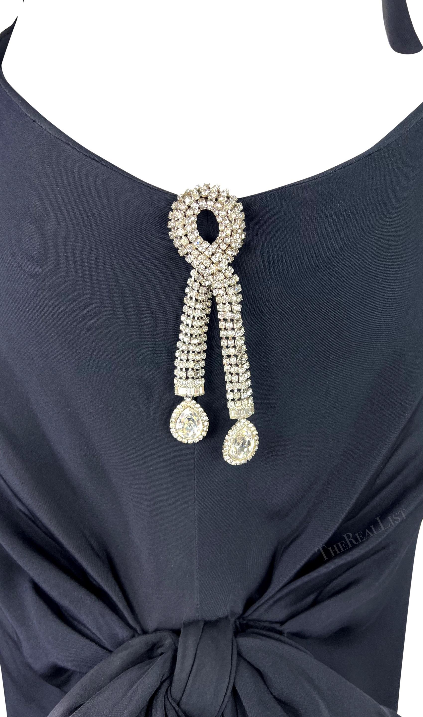 Women's or Men's F/W 1983 Yves Saint Laurent Haute Couture Rhinestone Bow Backless Décolleté Gown For Sale