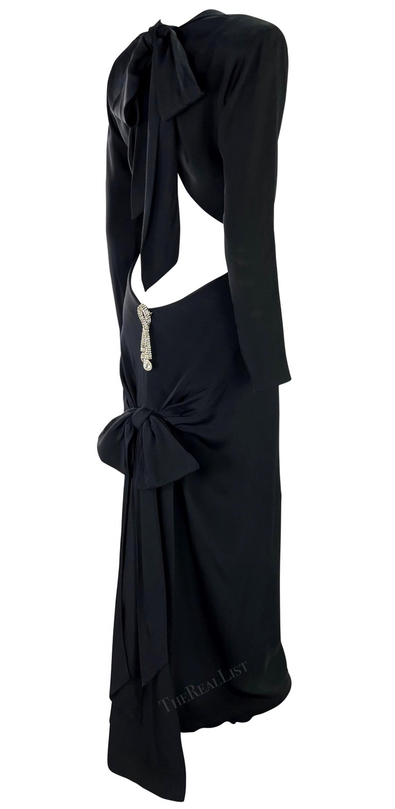 F/W 1983 Yves Saint Laurent Haute Couture Rhinestone Bow Backless Dcollet  Gown For Sale at 1stDibs