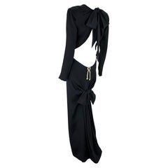 F/W 1983 Yves Saint Laurent Haute Couture Rhinestone Bow Backless Décolleté Gown