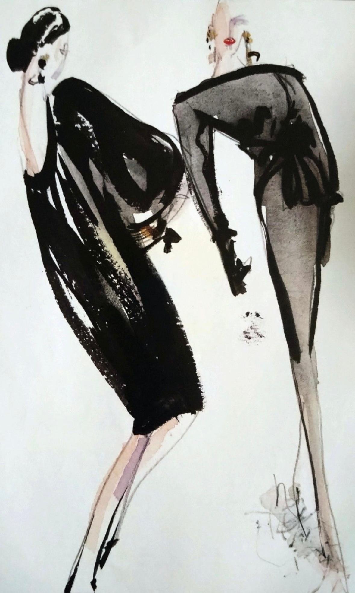 This Yves Saint Laurent black midi dress debuted on the Fall/Winter 1983 Haute Couture runway. Meticulously crafted by hand and custom made, this elegant design features a structured silhouette with long sleeves and a dramatic black velvet bow