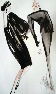 F/W 1983 Yves Saint Laurent Haute Couture Runway Black Velvet Bow Midi Dress