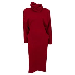 F/W 1984 Gianni Versace Avedon Ad Red Bodycon Knit Wool Scarf Dress
