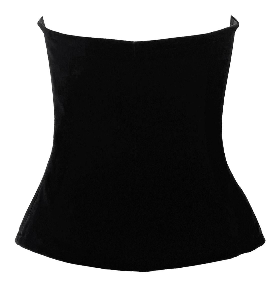 Saint Laurent Runway A/I 1985 - Top in velluto nero con spalline e senza bottoni in vendita 1
