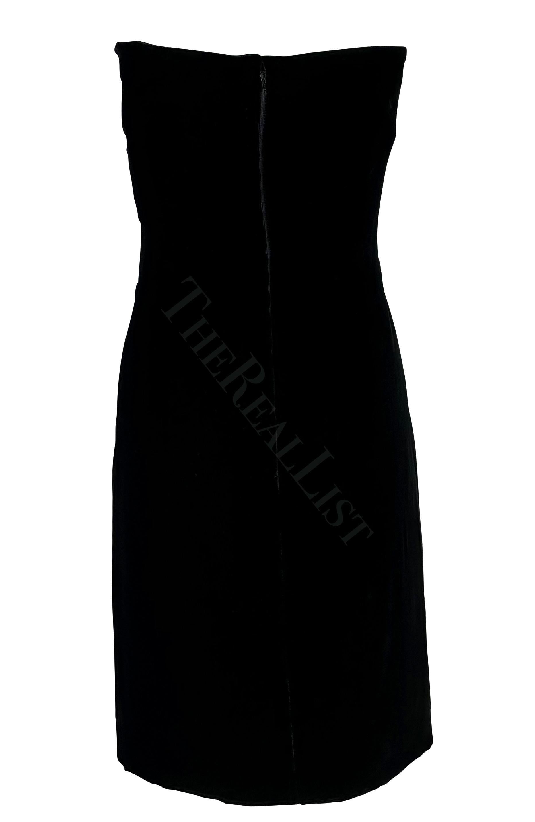 F/W 1985 Valentino Garavani Night Mini Vestido Corsé de Terciopelo Negro Lazos de Pedrería en venta 2