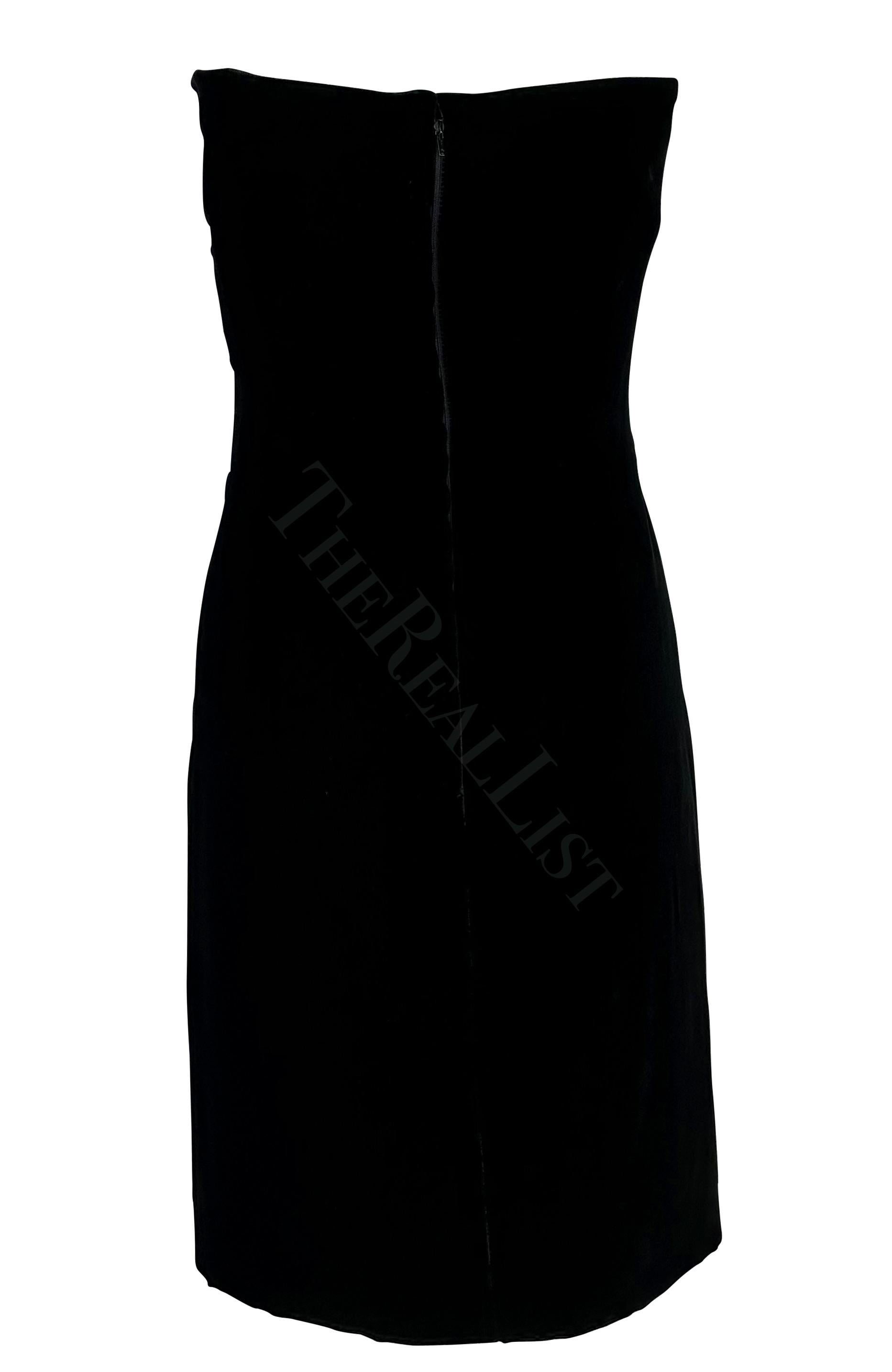 F/W 1985 Valentino Garavani Night Black Velvet Corset Mini Dress Rhinestone Bows For Sale 1