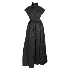 Vintage F/W 1986 Valentino Garavani Ruched Black Silk Evening Skirt Set Gown