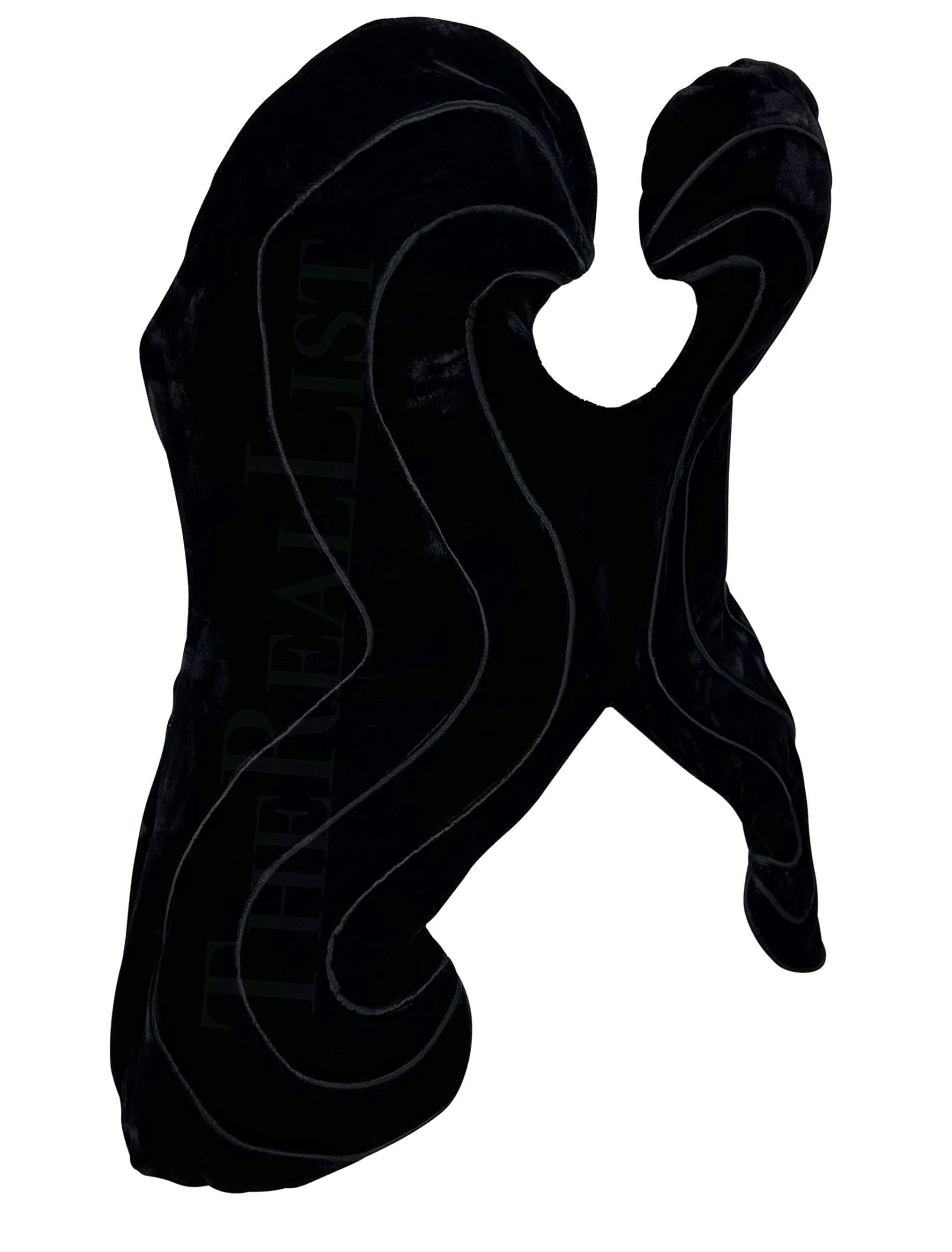 A/I 1987 Thierry Mugler Bustier Cutout Crop Top in velluto nero curvo in vendita 2