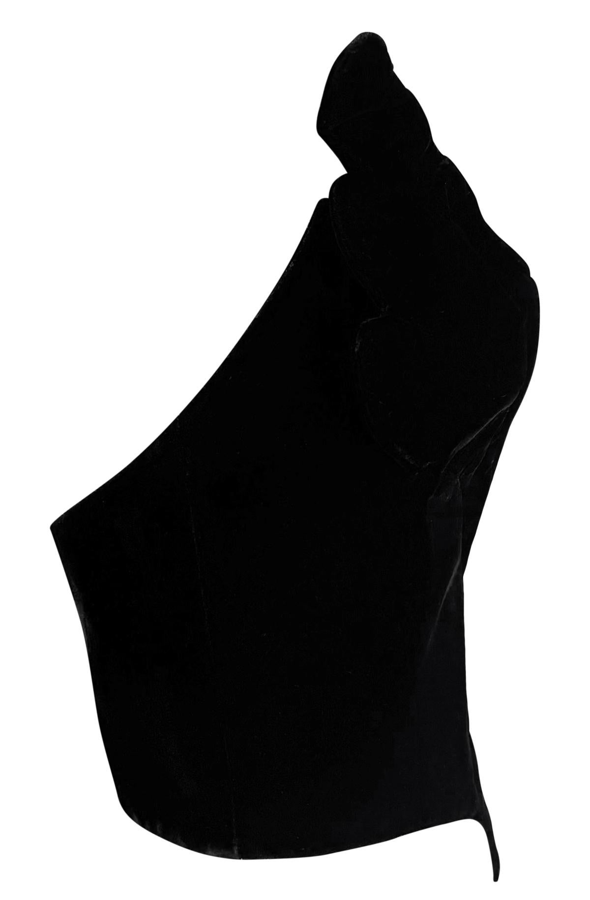 A/I 1987 Thierry Mugler Documented Winged Velvet Corset Boned Bustier Crop Top 3