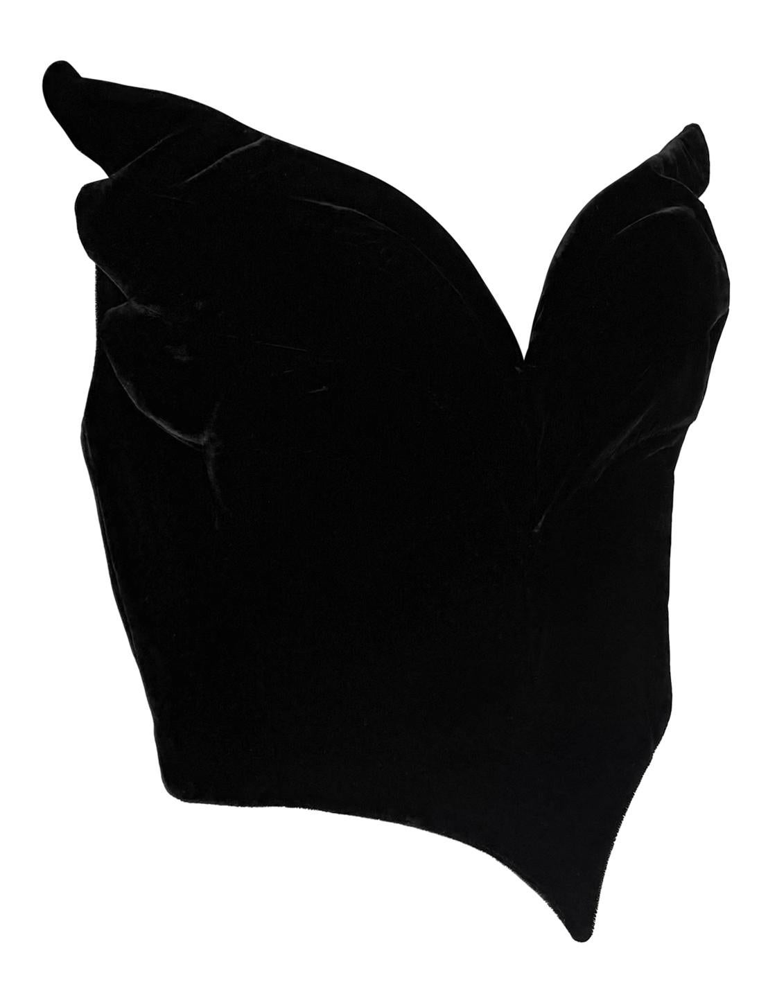 A/I 1987 Thierry Mugler Documented Winged Velvet Corset Boned Bustier Crop Top 4