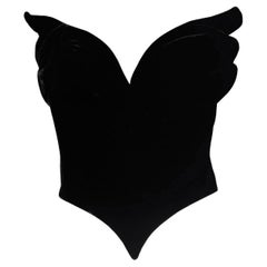 A/I 1987 Thierry Mugler Documented Winged Velvet Corset Boned Bustier Crop Top