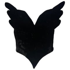 F/W 1987 Thierry Mugler Samt geflügeltes Bustier-Korsett-Top aus Samt