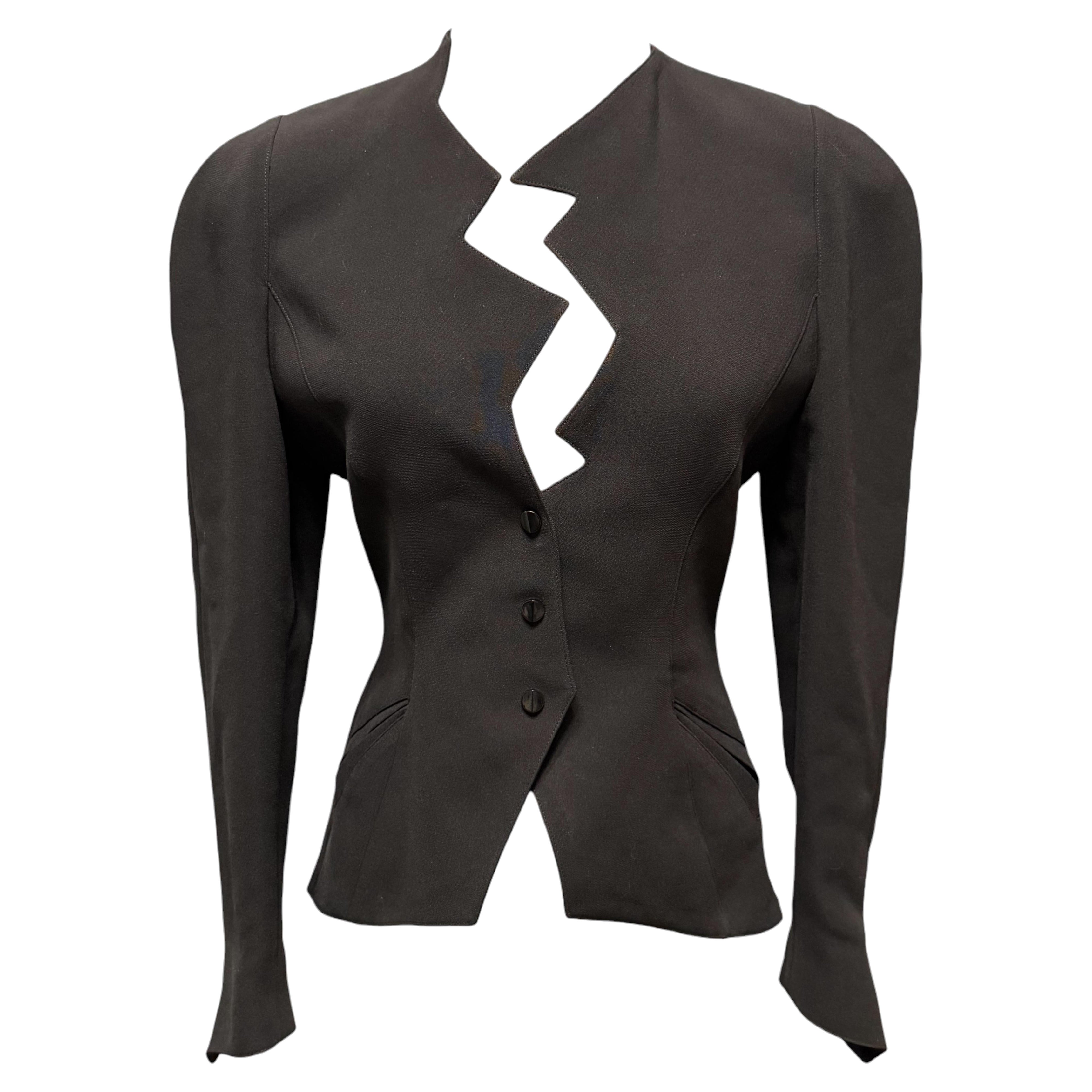 F/W 1988 Thierry Mugler Black Les Infernales Lighting Bolt Jacket For Sale