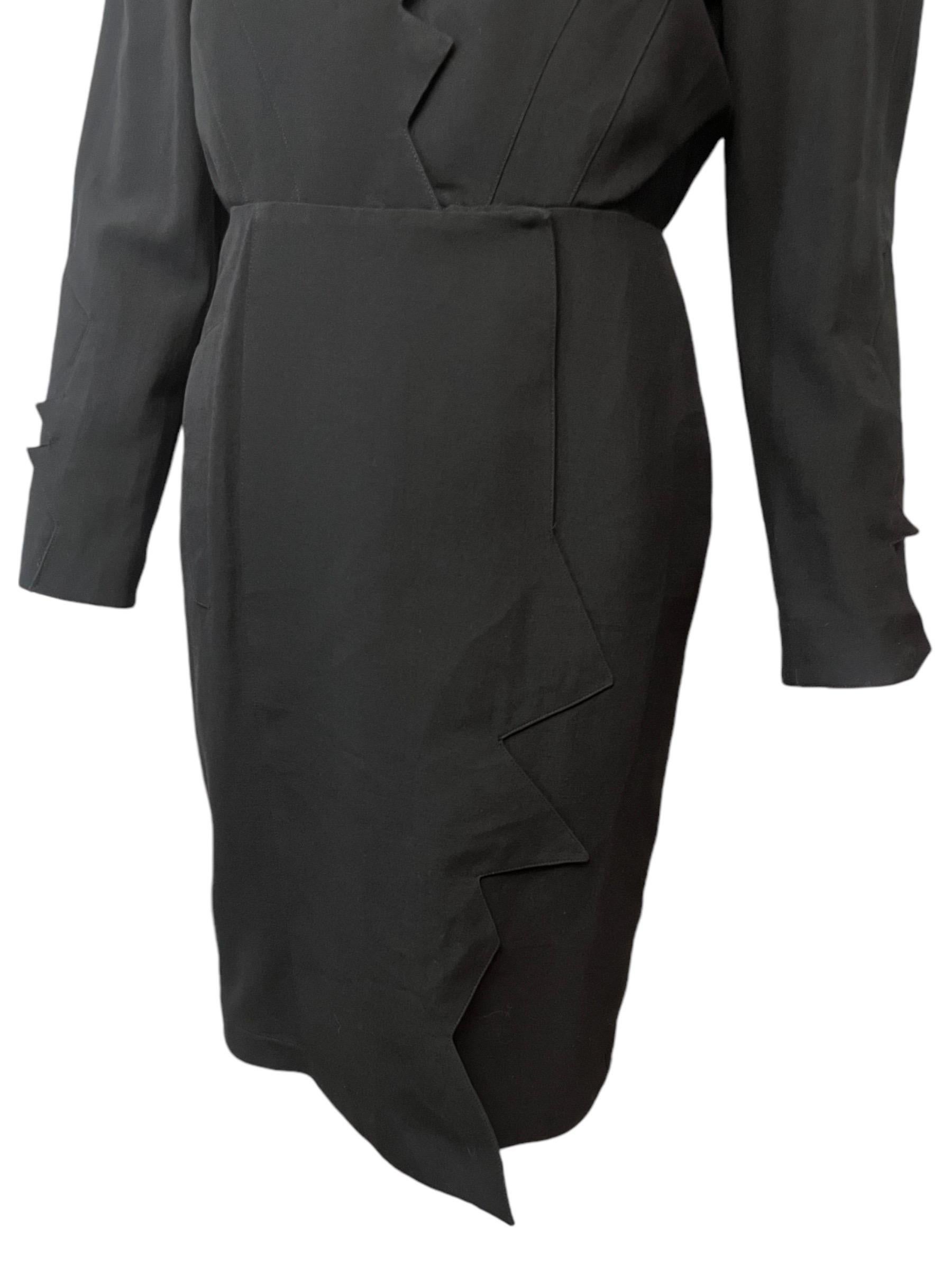 F/W 1988 Thierry Mugler Black Les Infernales Lightning Bolt Dress For Sale 8