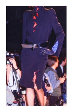 F/W 1988 Thierry Mugler Black Les Infernales Lightning Bolt Dress