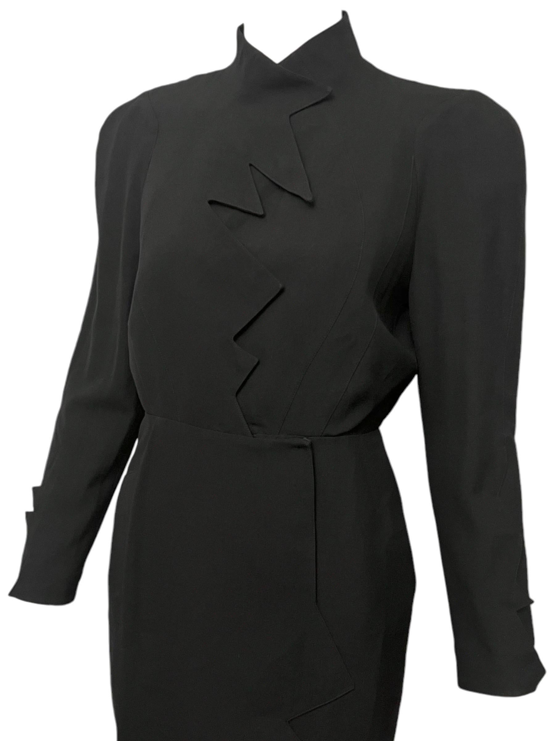 F/W 1988 Thierry Mugler Black Les Infernales Lightning Bolt Dress For Sale 1